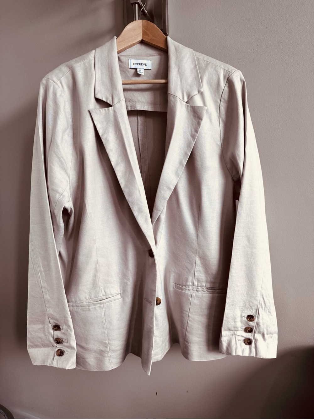 Evereve Alexa Double Breasted Blazer Linen Blend Size XL
